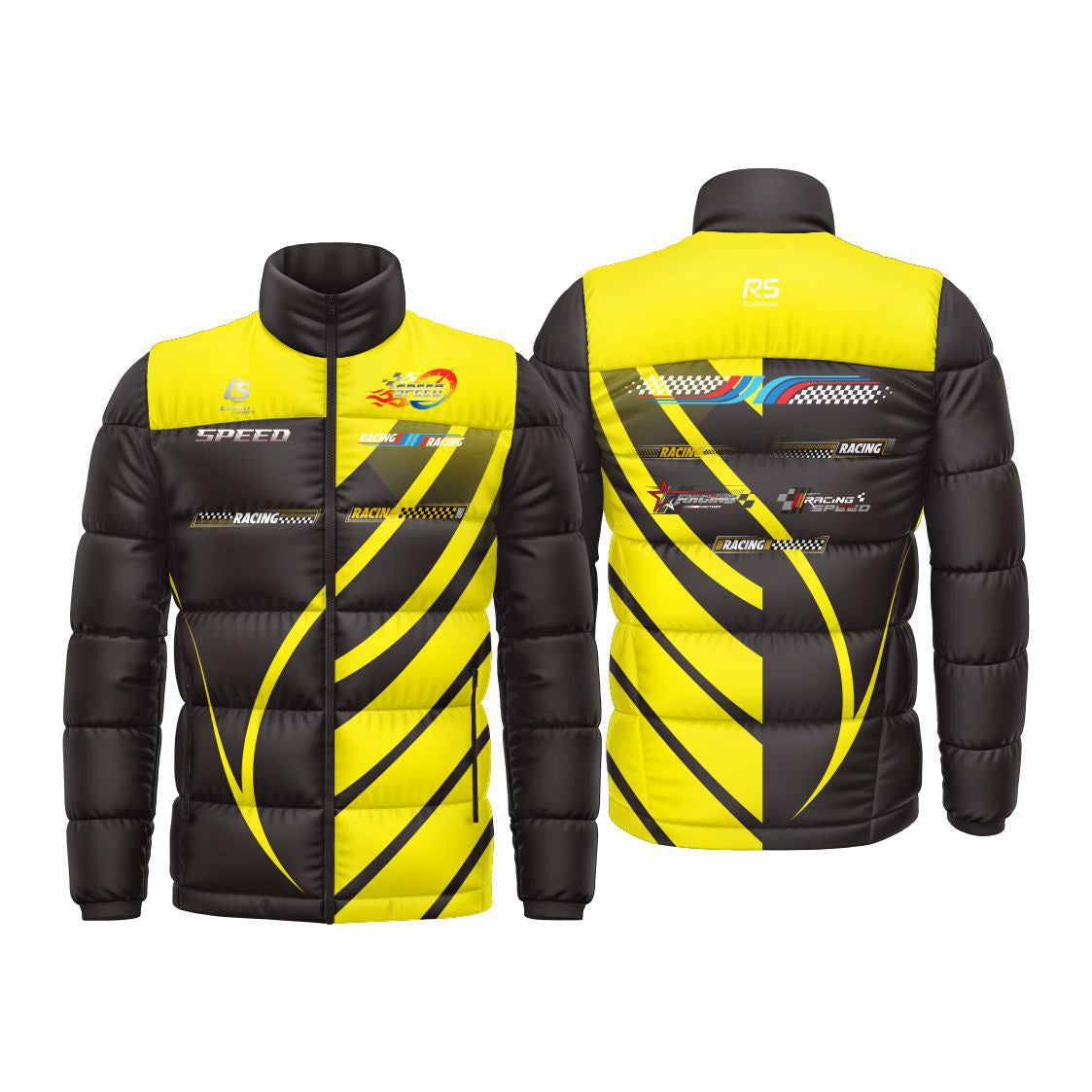 Sublimated karting puffy jacket