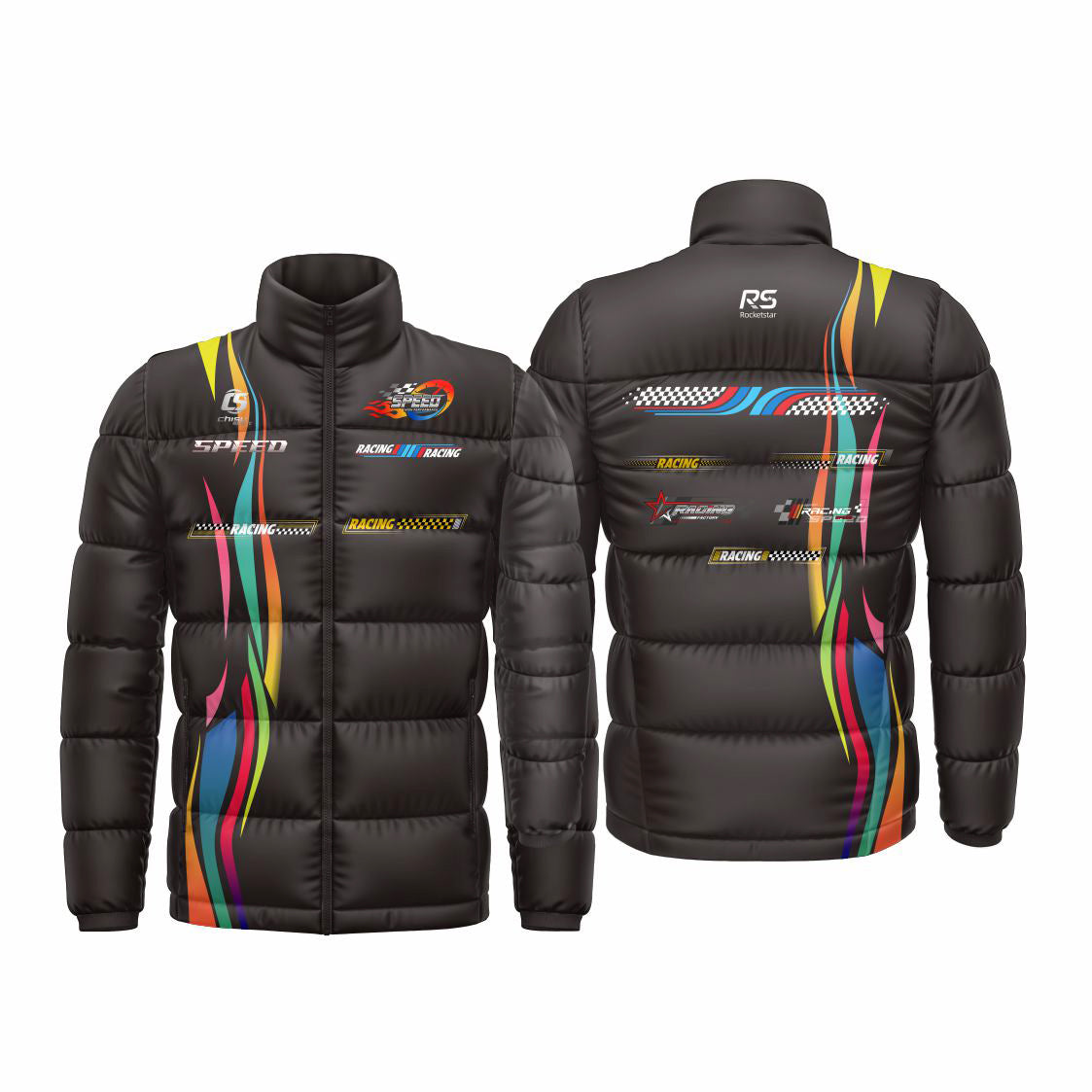 Sublimated karting puffy jacket