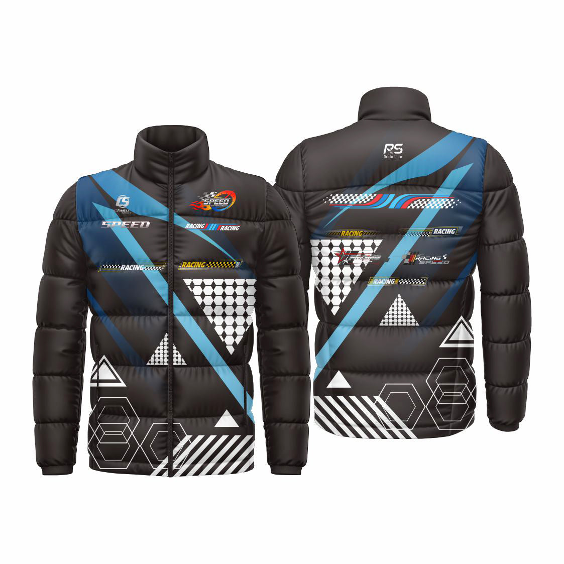 Sublimated karting puffy jacket