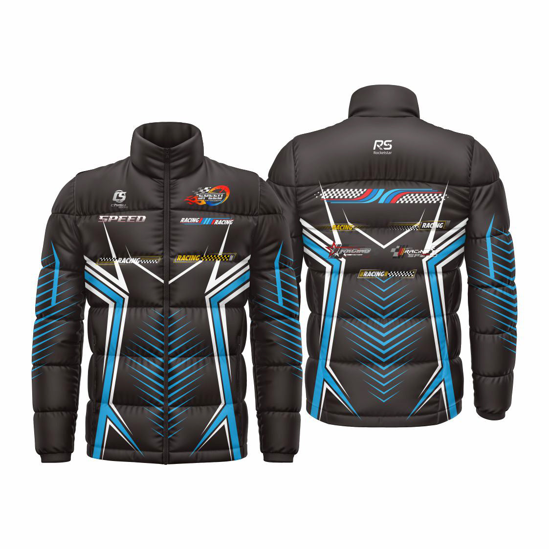Sublimated karting puffy jacket