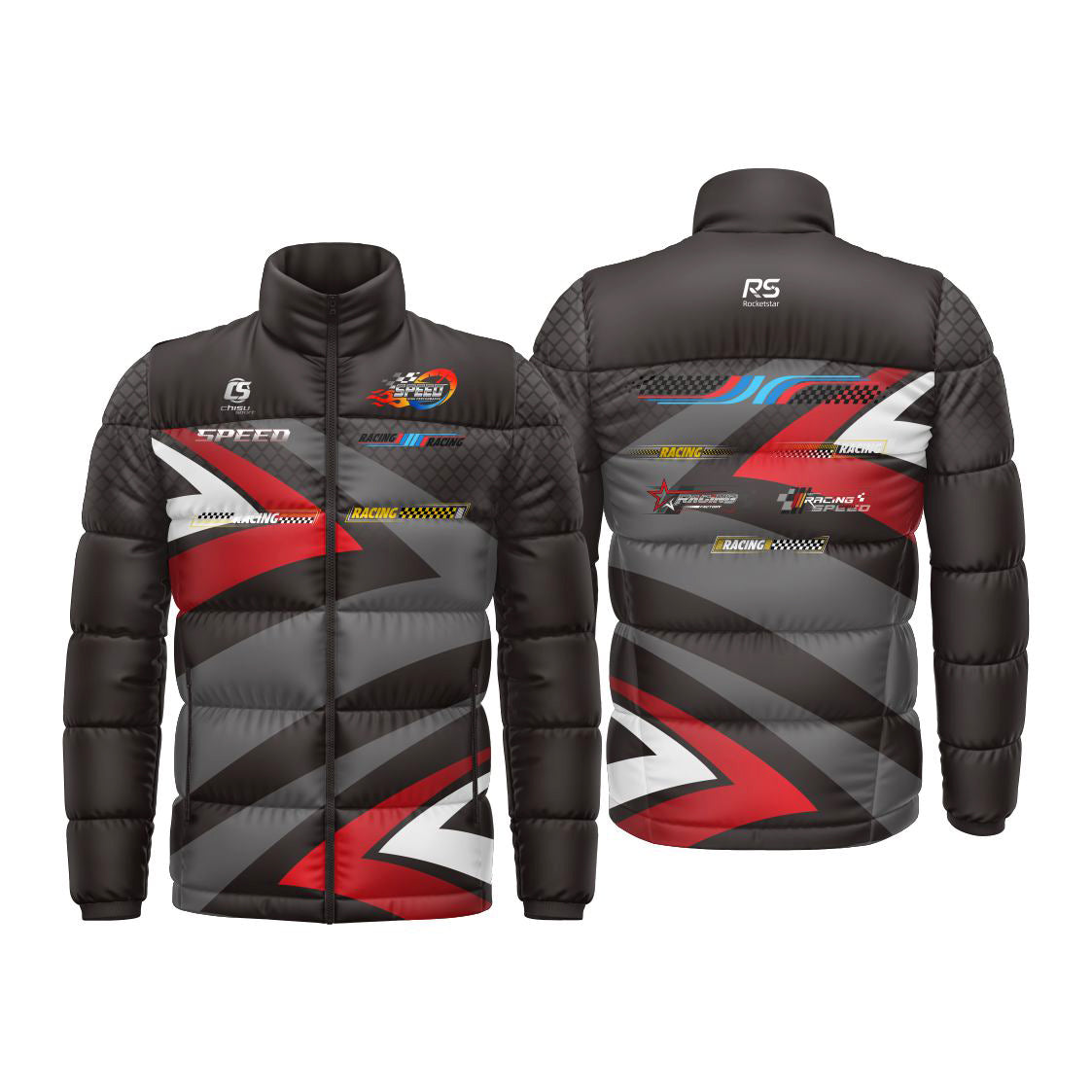 Sublimated karting puffy jacket
