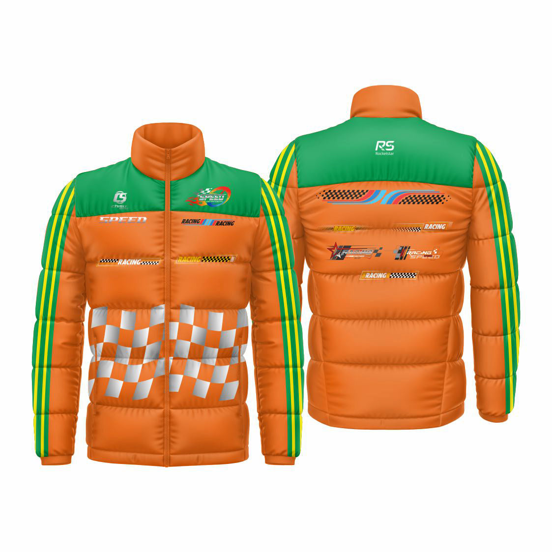 Sublimated karting puffy jacket