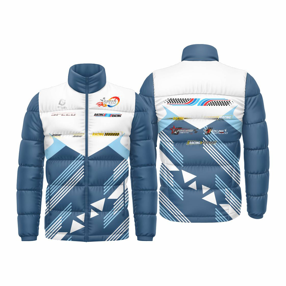 Sublimated karting puffy jacket